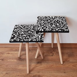 Hanah Home Mesas Nido 2Shp377 Blanco y Negro